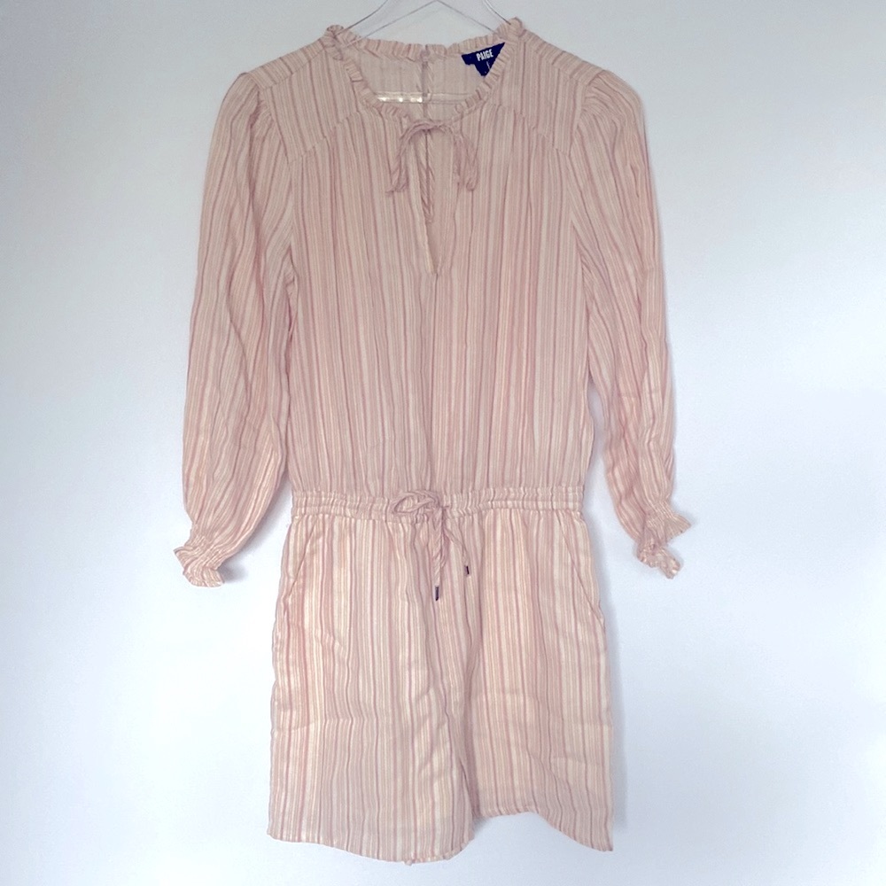 Paige long sleeve shorts romper pink stripe women’s small
